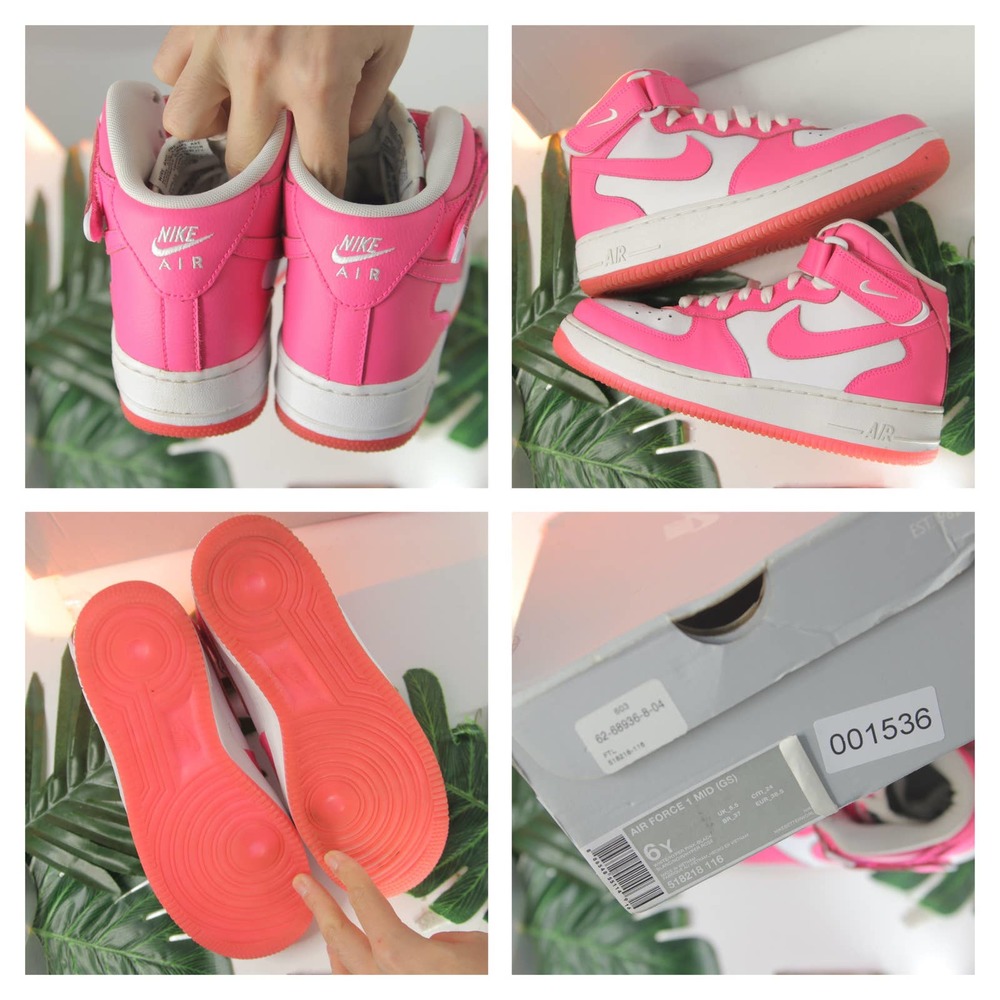Nike Af1 Air Force 1 Mid Pink White Sneakers size 6youth/7.5womens/38EU 001536 - Picture 4 of 8